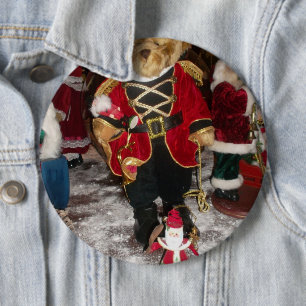 Vintage Nutcracker Soldier Teddy Bear Plush Christ 6 Inch Round Button