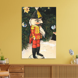 Vintage Nutcracker Under Christmas Tree Canvas Print