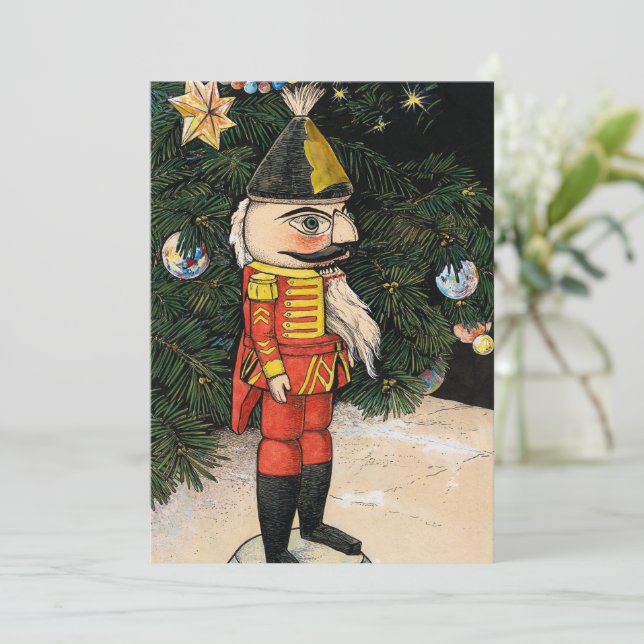 Vintage Nutcracker Under Christmas Tree Invitation (Standing Front)