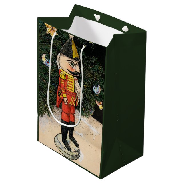 Vintage Nutcracker Under Christmas Tree Medium Gift Bag (Front Angled)