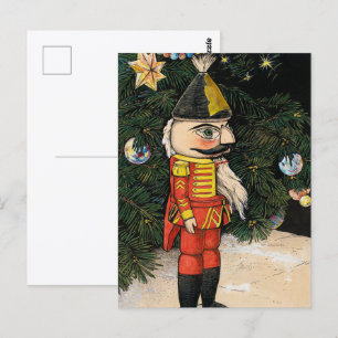 Vintage Nutcracker Under Christmas Tree Postcard