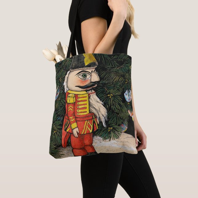 Vintage Nutcracker Under Christmas Tree Tote Bag (Close Up)