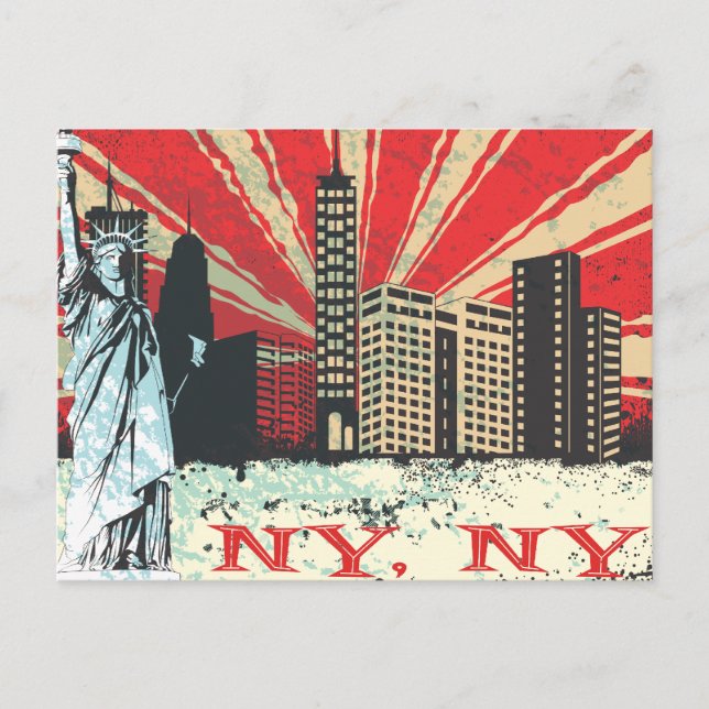 Vintage NY in Red Postcard (Front)