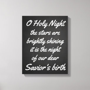 Vintage O Holy Night Chalkboard Christmas Script Canvas Print