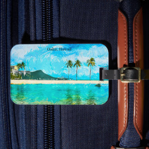 Vintage Oahu Hawaii Travel Island Paradise Luggage Tag