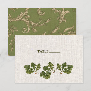Vintage Oak Leaves Burlap Texture Wedding Invitation
