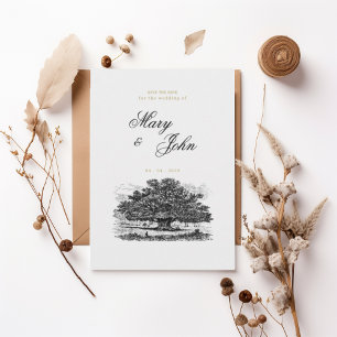 Vintage Oak Tree Elegant Save the Date Invitation