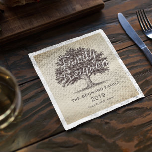 Vintage  Oak Tree Family Reunion Personalized Napkin