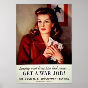 Vintage Obtenir un emploi de guerre Poster féminin