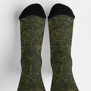 Vintage Occult Alchemy Symbols Gothic Esoteric  Socks