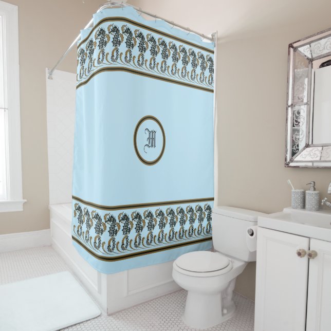 Vintage Ocean Beach Nautical Seahorse Frieze (In Situ)