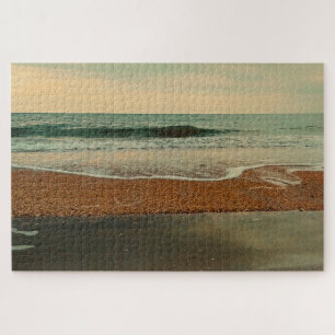 Vintage Ocean Beach Seascape Retro Waves Jigsaw Puzzle