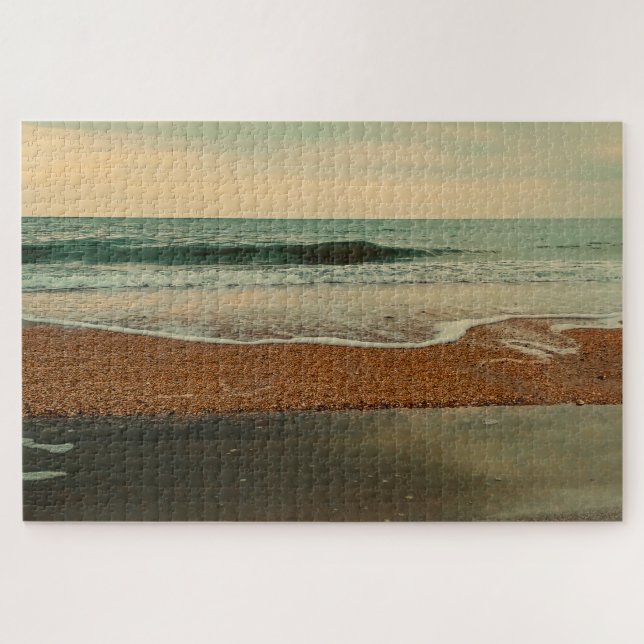 Vintage Ocean Beach Seascape Retro Waves Jigsaw Puzzle (Horizontal)