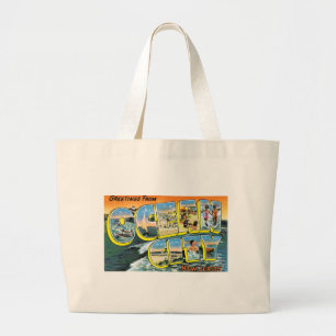 Vintage Ocean City, NJ Postcard Large Tote Bag