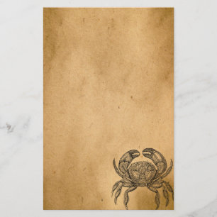 Vintage Ocean Crab Parchment Personalized Template Stationery