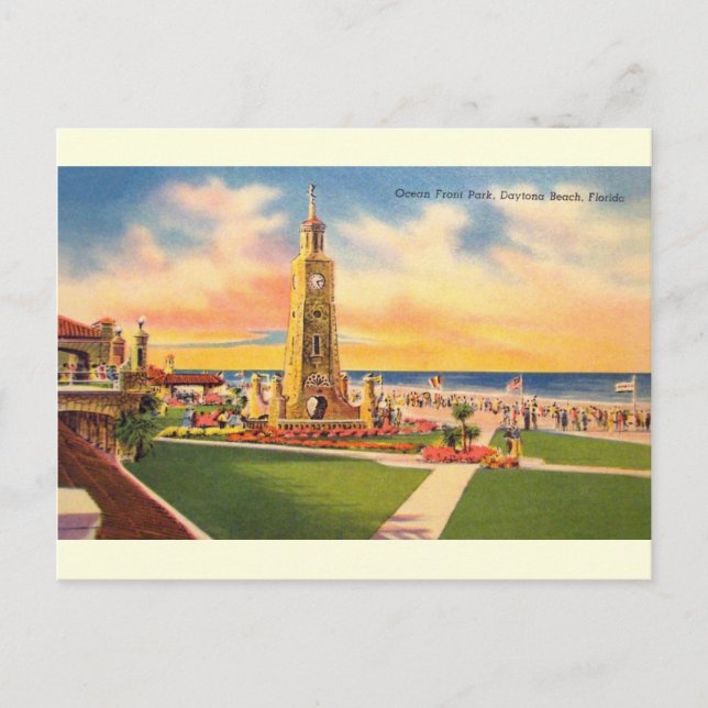 Vintage Ocean Front Park Daytona Beach Postcard (Front)