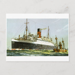 Vintage Ocean Liner and Tugboat Postcard
