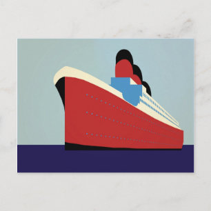 Vintage Ocean Liner Cruise Illustration Postcard