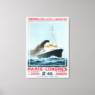 VINTAGE OCEAN LINER PARIS LONDON TRAVEL CANVAS PRINT
