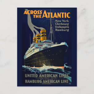 VINTAGE OCEAN LINER TRAVEL POSTCARD