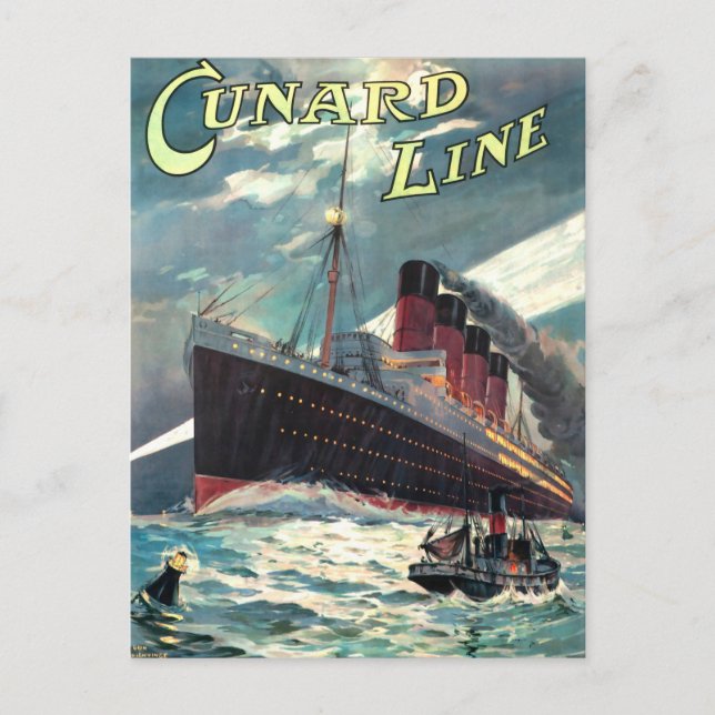 VINTAGE OCEAN LINER TRAVEL POSTCARD (Front)