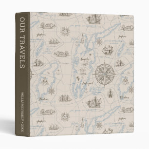 Vintage Ocean Map Pattern   Our Travels Binder