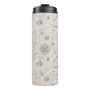 Vintage Ocean Map Pattern Thermal Tumbler