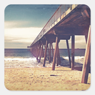 Vintage Ocean Pier Square Sticker