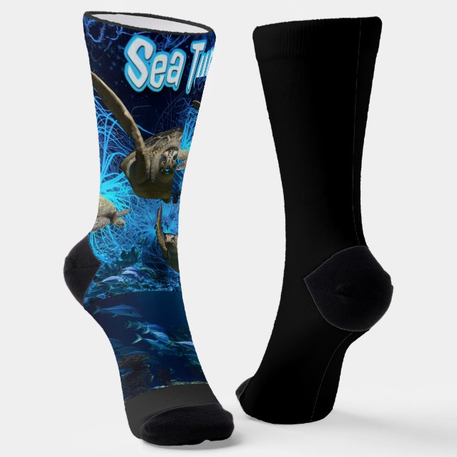 Vintage Ocean Sea Turtle Life Socks (Angled)