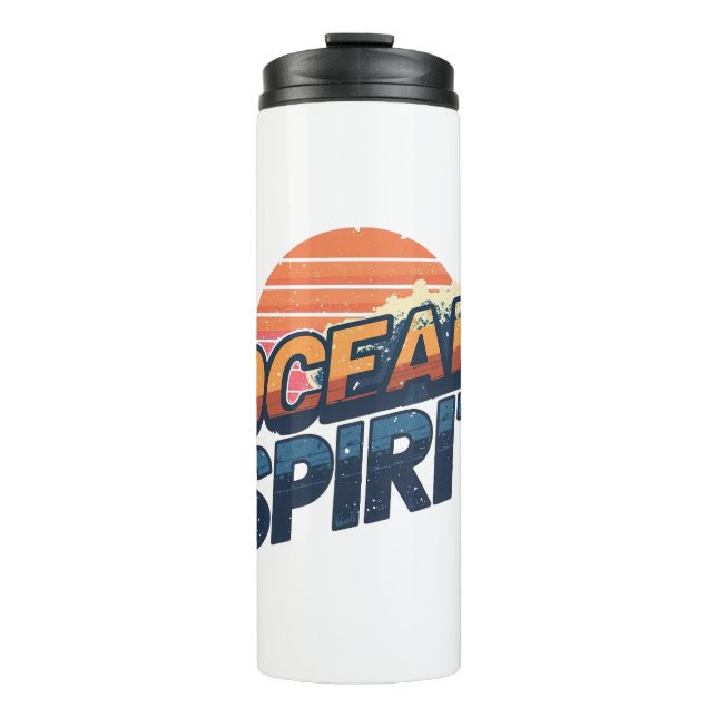 Vintage "Ocean Spirit" Beach Vibe Thermal Tumbler (Front)
