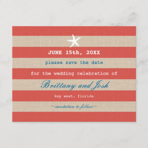 Vintage Ocean Stripes Save the Date Invitation
