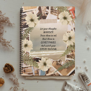 Vintage Ocean View Pressed Floral Notebook