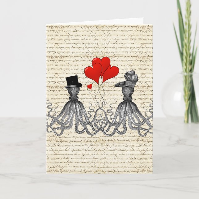 Vintage octopi and hearts card (Front)