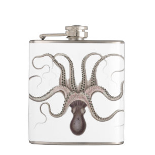 Vintage Octopus Illustration Hip Flask