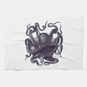 Vintage Octopus Illustration Kitchen Towel