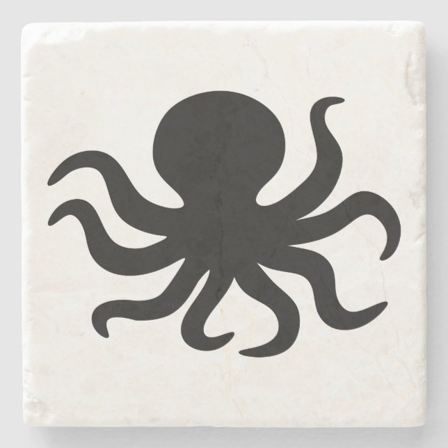Vintage Octopus Illustration Stone Coaster (Front)