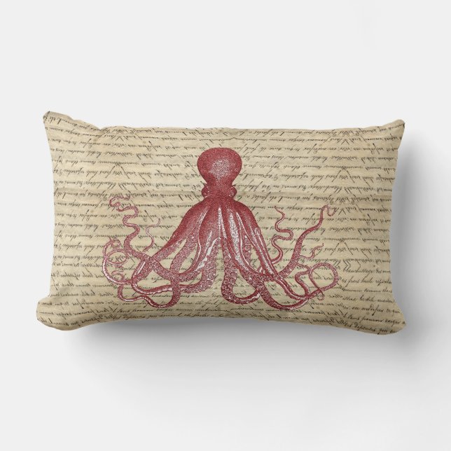 Vintage octopus lumbar pillow (Front)