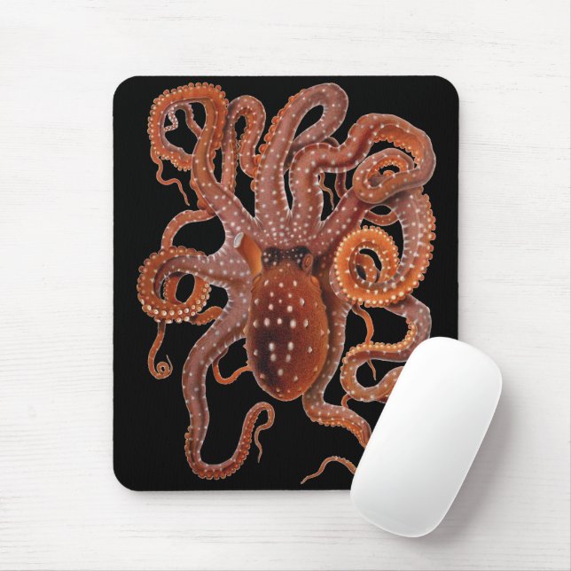 Vintage Octopus Macropus, Marine Aquatic Animals Mouse Pad (With Mouse)