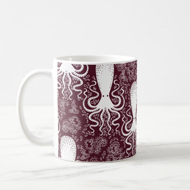 vintage Octopus pattern. Coffee Mug (Left)