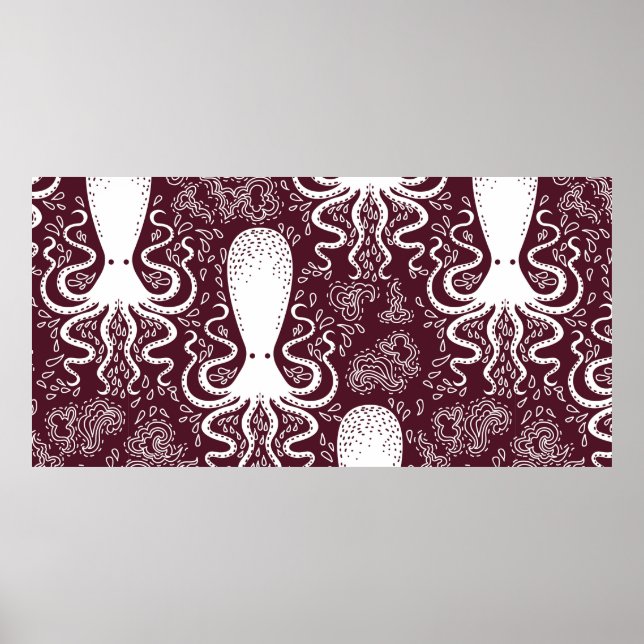 vintage Octopus pattern. Poster (Front)