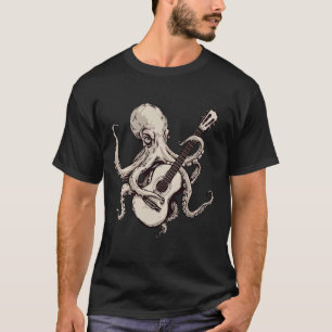 Vintage Octopus Playing Guitar Funny Rocker Guitar T-Shirt