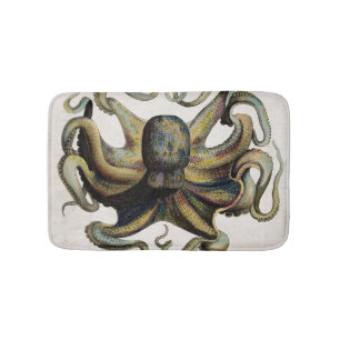 Vintage Octopus Print Bath Mat