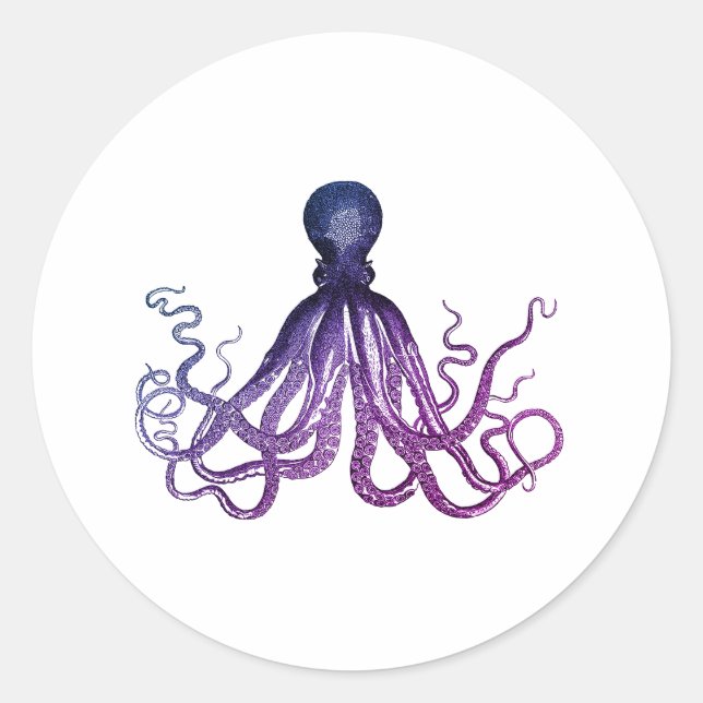 Vintage Octopus Sealife  Classic Round Sticker (Front)
