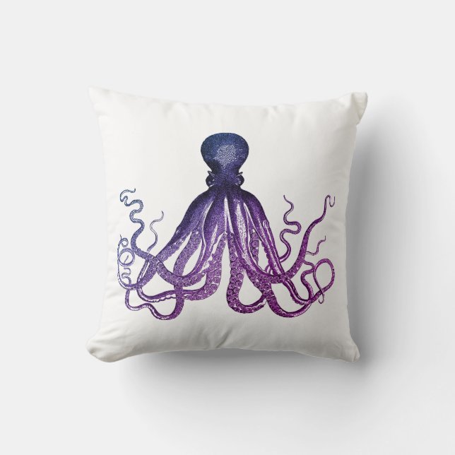 Vintage Octopus Sealife  Throw Pillow (Front)