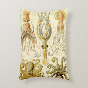 Vintage Octopus Squid Gamochonia by Ernst Haeckel Accent Pillow