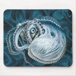 Vintage Octopus Squid Nautilus Argonaut Mouse Pad