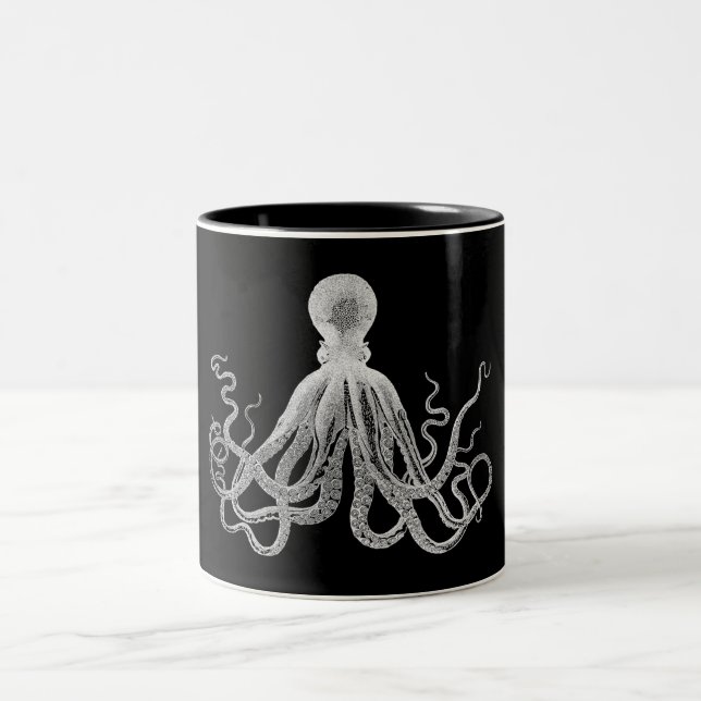 Vintage Octopus Two-Tone Coffee Mug (Center)