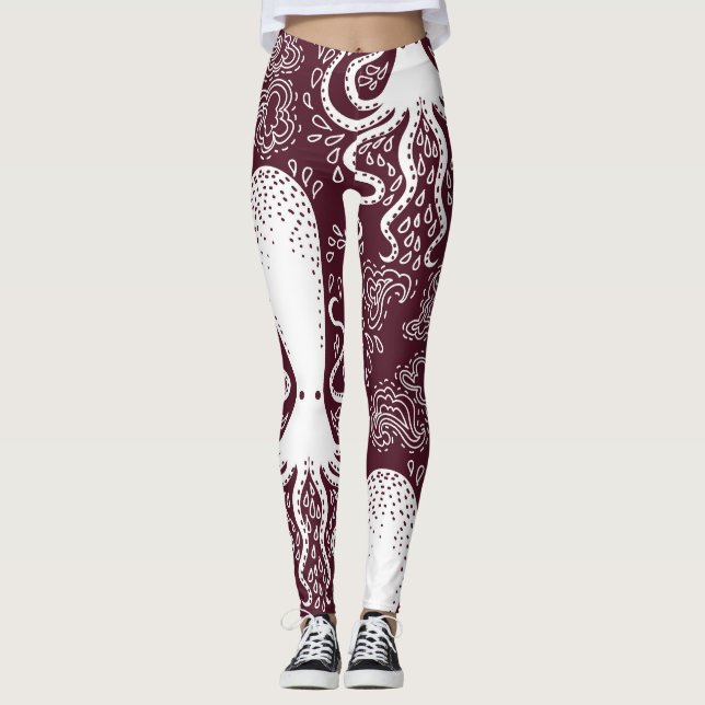 Vintage Octopus: Underwater Pattern Splendour Leggings (Front)