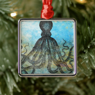 Vintage OctopusCollage Metal Ornament