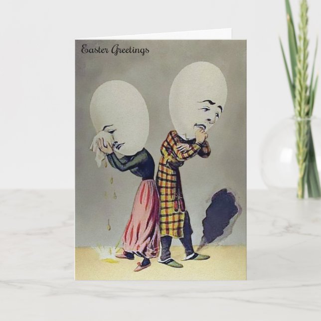 Vintage Odd Egg Head Easter Card (Front)